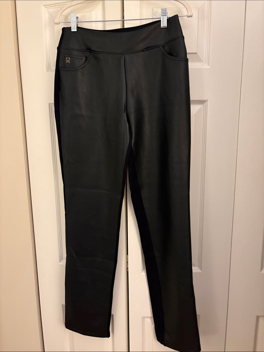 Belle by Kim Gravel Black Straight Leg Faux Leather Pants